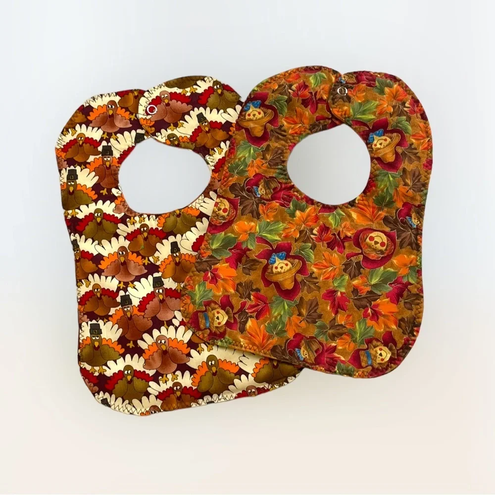 Lot/2 Handmade Thanksgiving Bibs OOAK